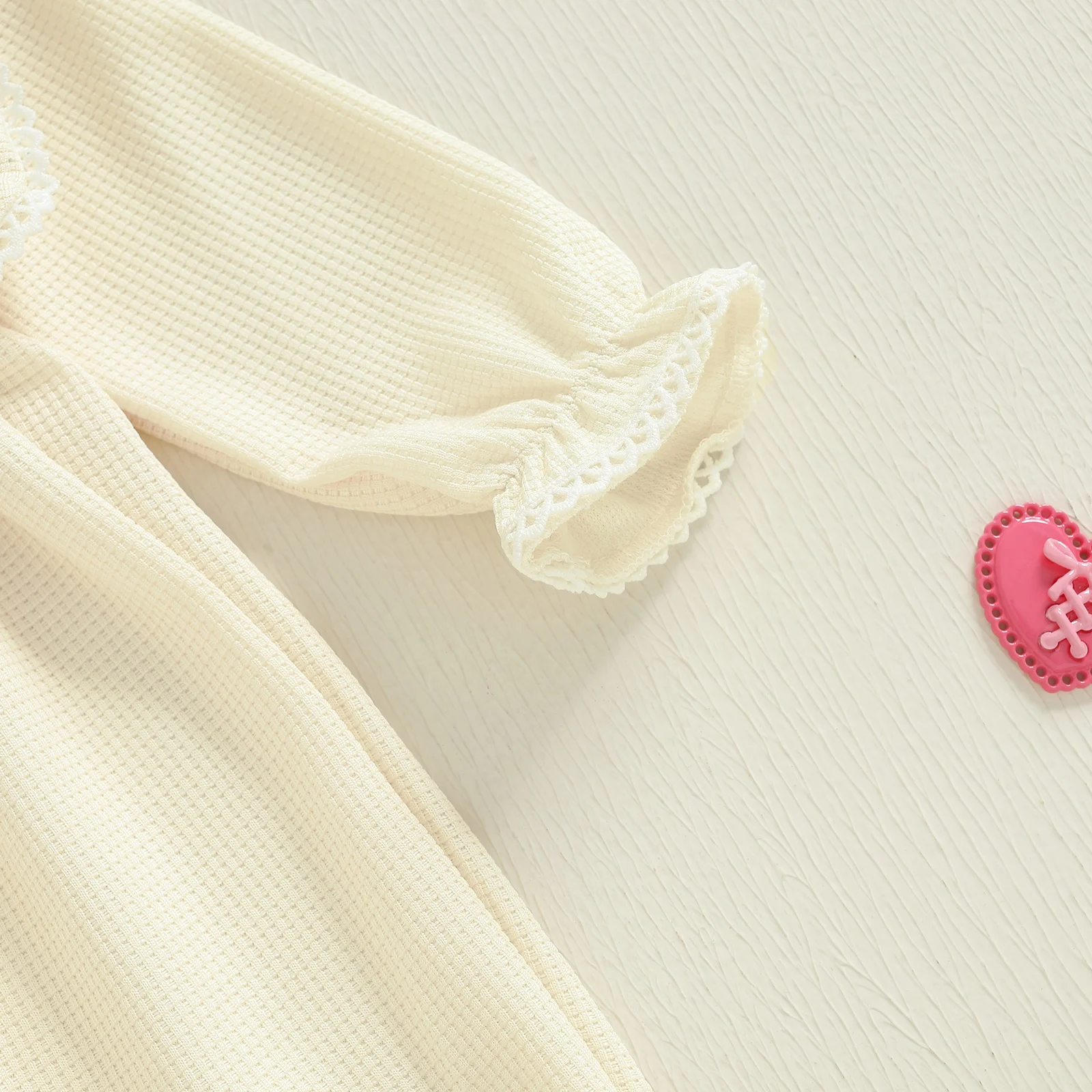 SUNSIOM Mameluco de burbujas para niñas, mono de manga larga con cuello de muñeca bordado de corazón a la moda y diadema - imagen 5