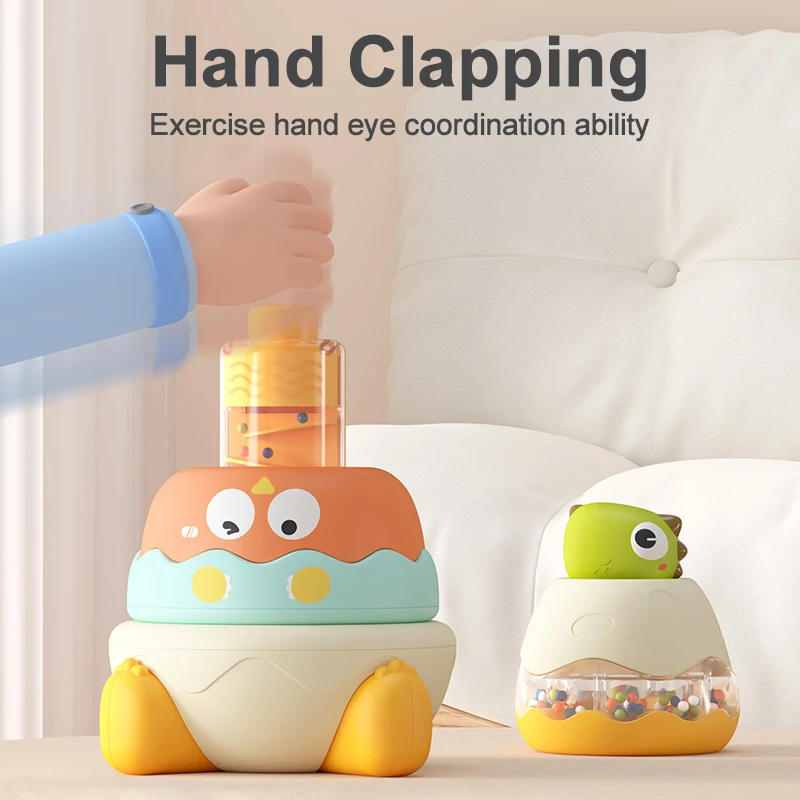 Juguetes apilables para bebés, torre giratoria de arcoíris, juego de desarrollar habilidades motoras, juguetes apilables giratorios, regalos educativos de Navidad - imagen 5