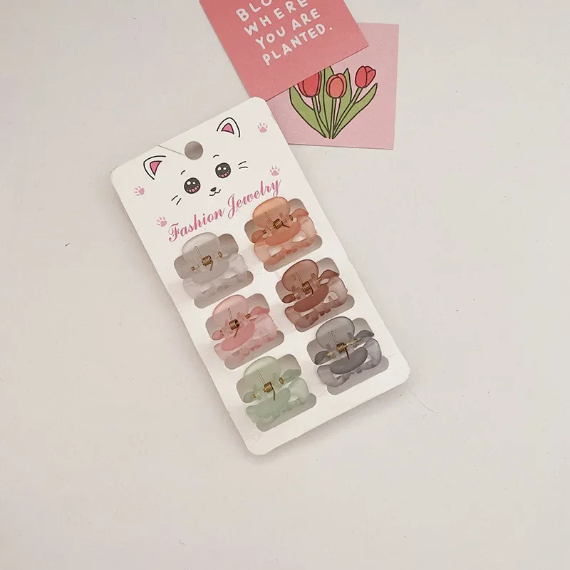 6 unids/set de pinzas para el cabello pequeñas esmeriladas para niños y niñas, horquilla acrílica de Color sólido, Clip alto para cola de caballo, accesorios para el cabello - imagen 4