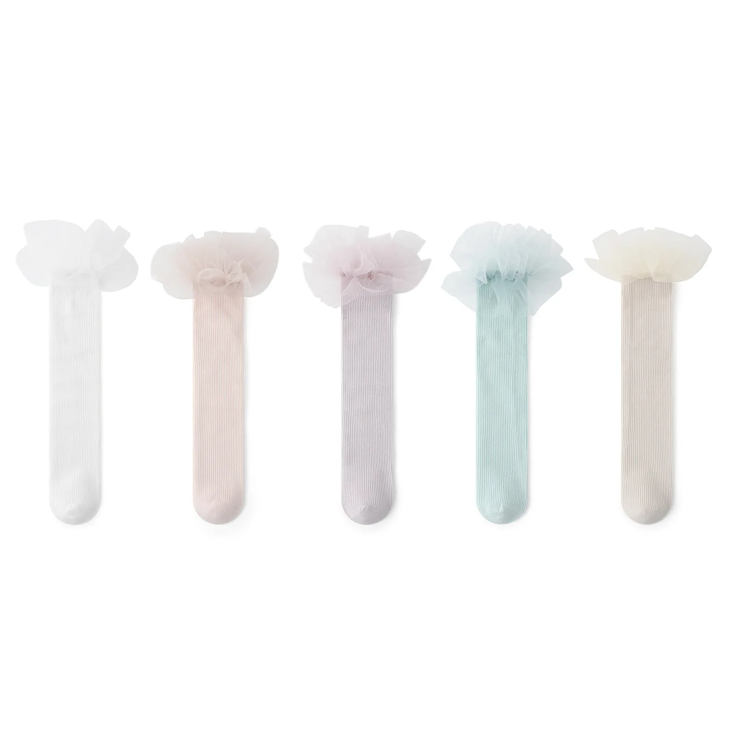 Calcetines con volantes de encaje para niñas estilo princesa, calcetines de algodón hasta la pantorrilla para bebés pequeños, primavera y verano, algodón suave, moda dulce, uso diario - imagen 5