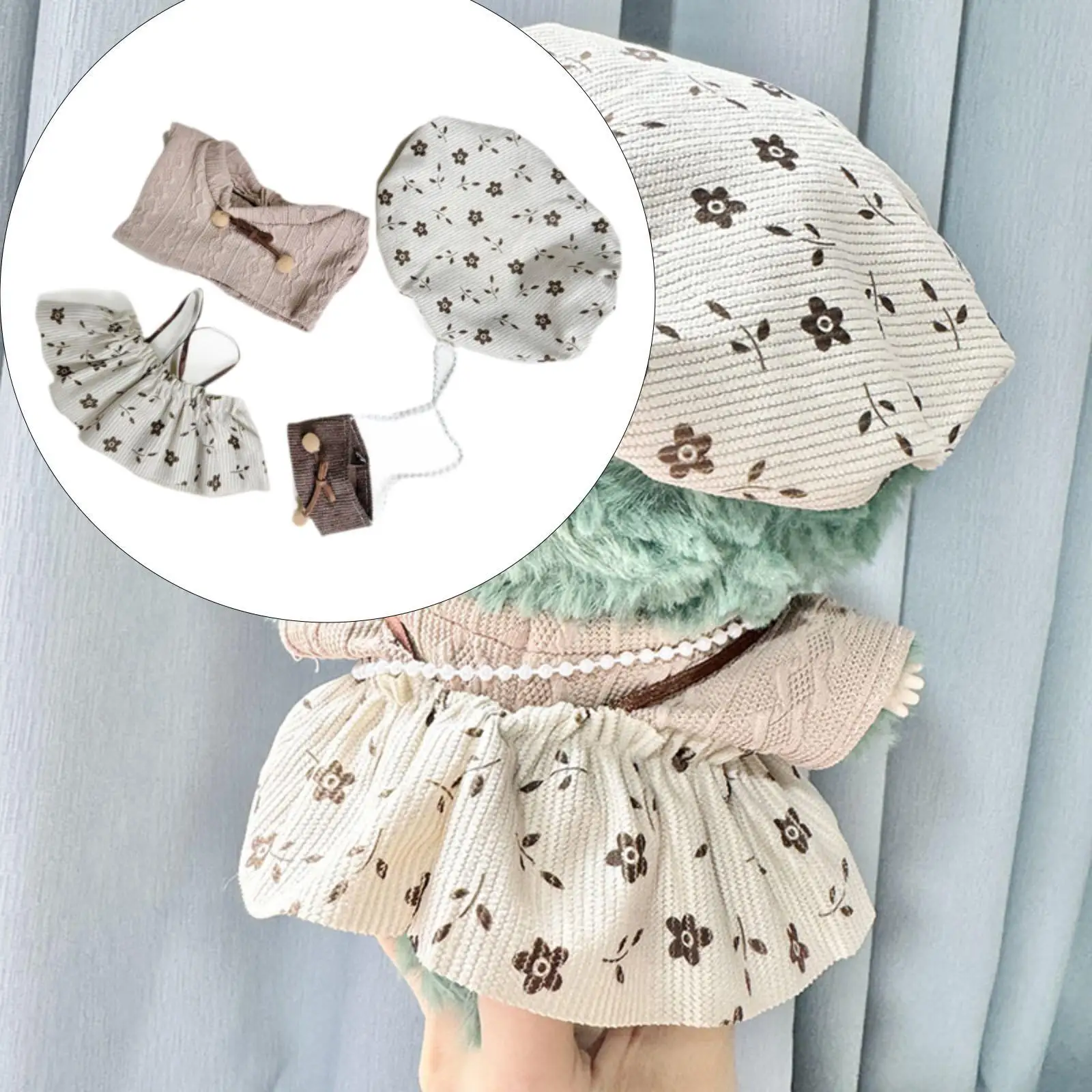Dolls Clothes Set with Hat and Bag Doll Accessories Clothing Toys Doll Decor