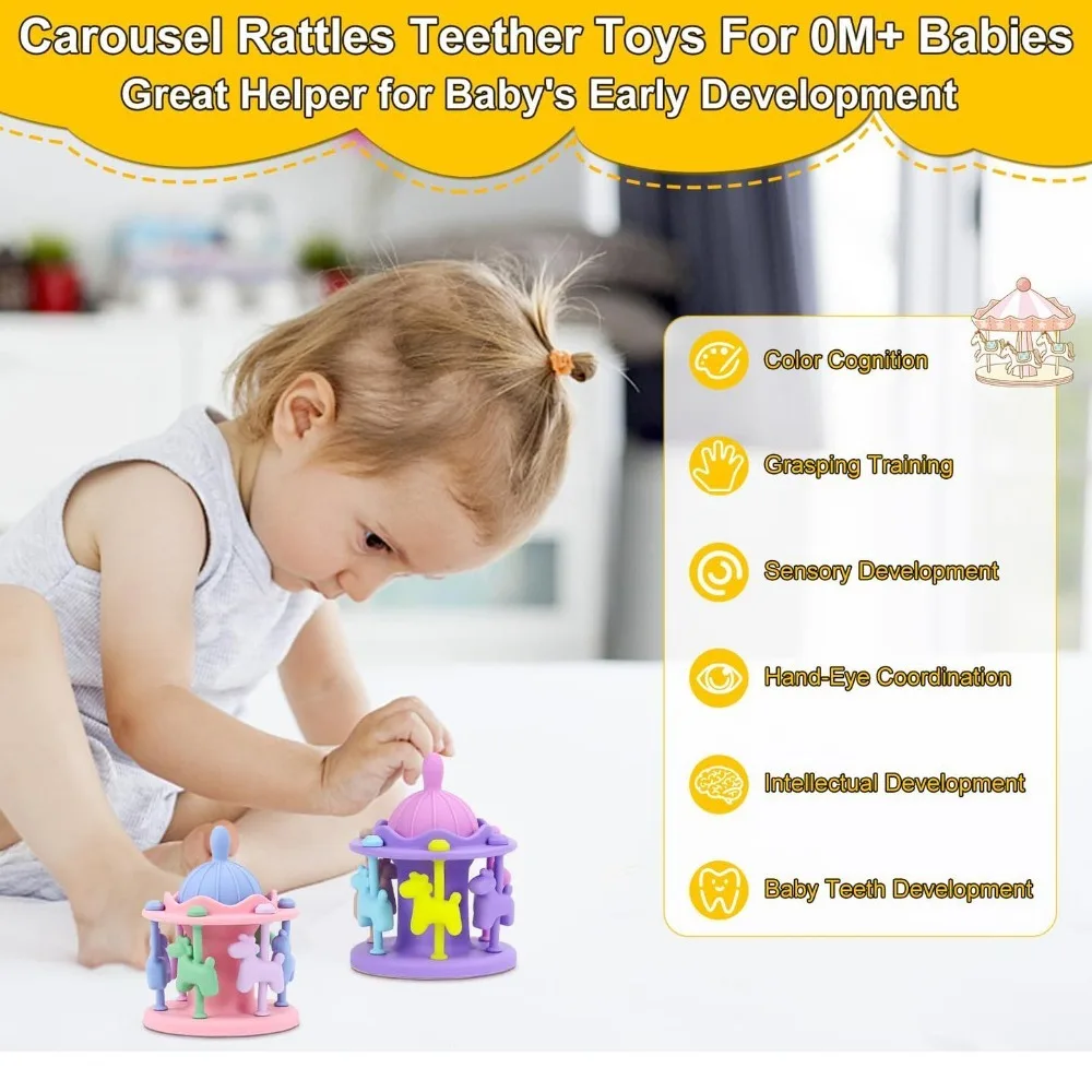 Juguetes para bebés, sonajeros de carrusel, juguetes para la dentición, sonajero, mordedor, agitador de agarre, juguete para bebés, niños y niñas, regalo para recién nacidos - imagen 4