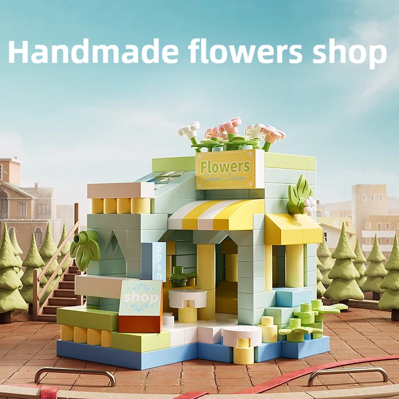 Bloques educativos mini ciudad con tienda de flores - imagen 3