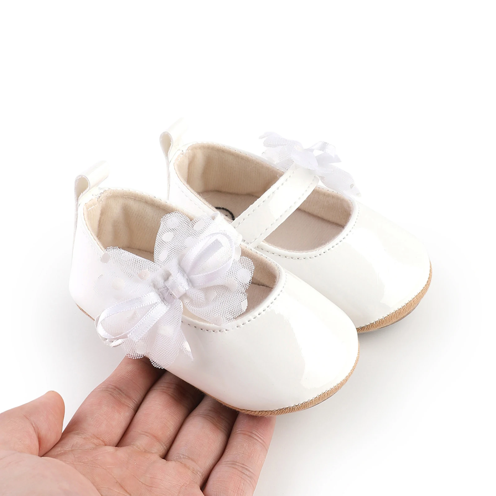 VISgogo Zapatos de princesa para niñas, zapatos de primeros pasos con lazo de cuero PU suave, parte inferior antideslizante, zapatos para niños pequeños - imagen 5
