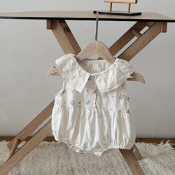 MILANCEL body sin mangas bebé niña – floral azul con encaje