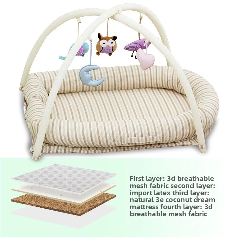 Cama plegable para bebé, tumbona para recién nacido, nido para dormir antisaliva con 5 °   Capa de algodón suave con diseño envolvente calmante inclinado portátil - imagen 2