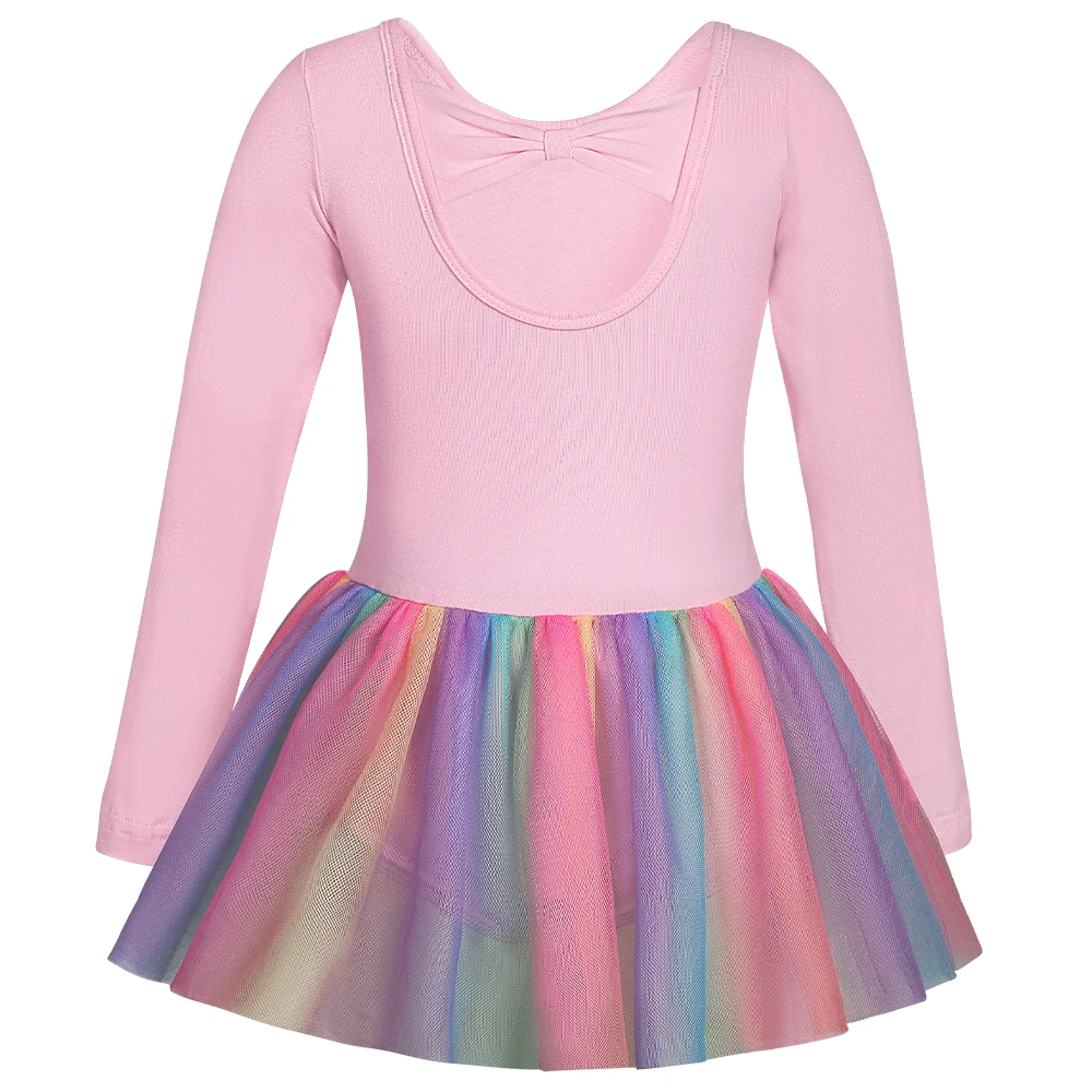 Leotardo ballet manga larga niña con falda unicornio arcoíris - imagen 2