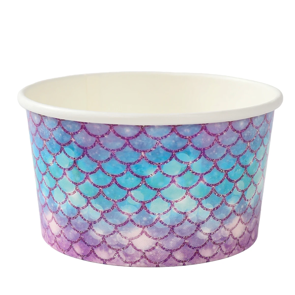 Cuencos de papel desechables de sirena, cuencos morados bajo el mar, tema de sirena feliz verano para niñas, decoración de fiesta de 1er cumpleaños, 10 Uds. ﻿
