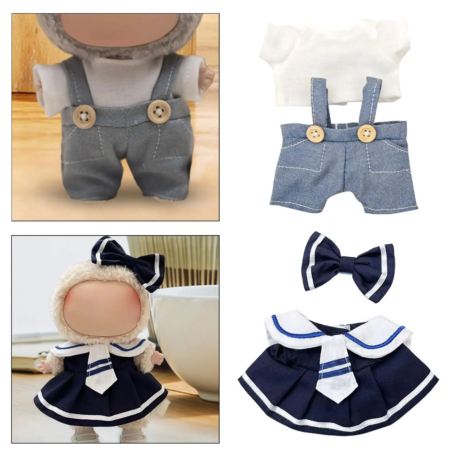 Plush Doll Clothes, DIY Photo Props Flexibility Fashion for Little Girls, Costumes Girl Doll Clothes for 17cm Dolls