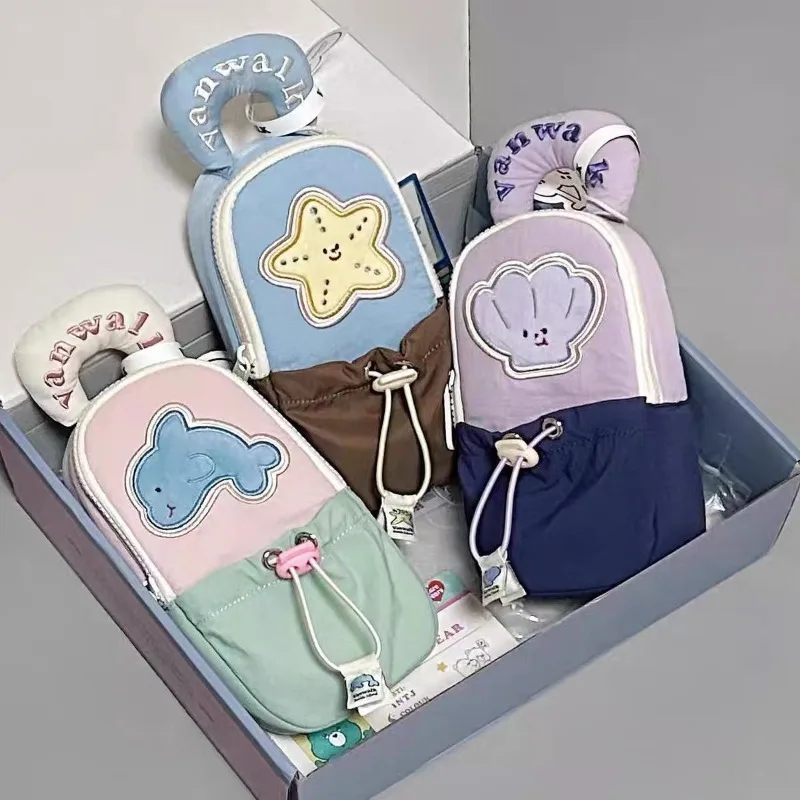 Bolsa de lápices serie Ocean, portalápices de papelería, bolsa de almacenamiento con cordón para cosméticos de gran capacidad, novedad de 2025