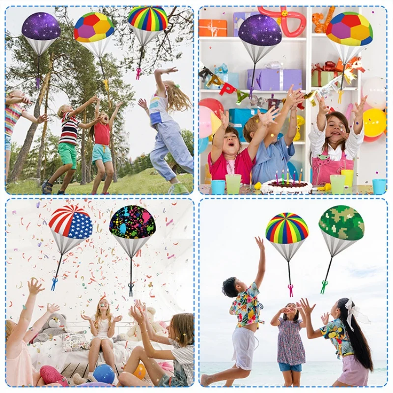 Vista de los 6 paracaídas en distintos colores