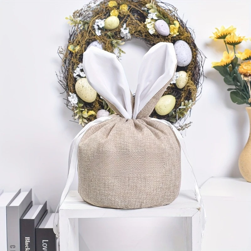 Bolsa de Pascua personalizada con cordón para caza de huevos