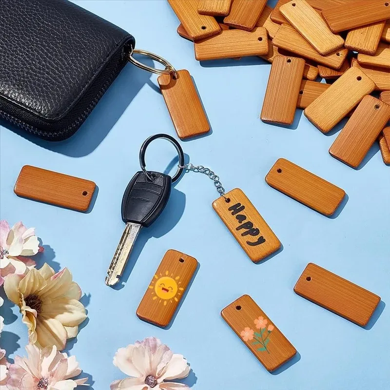 20 piezas colgante de etiquetas de madera, llavero de bambú, pieza colgante de bambú, regalo del Día de San Valentín, colgante de decoración del hogar - imagen 2