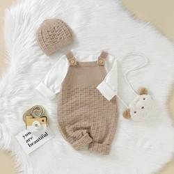 Pelele de punto para bebé recién nacido sin mangas con gorrito