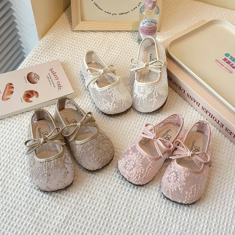 MILANCEL Zapatos planos de primavera – Nude con lazo para niñas - imagen 5