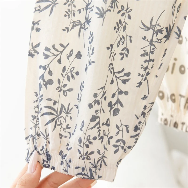 Pantalones de algodón con estampado suelto para niños y niñas, pantalón informal, transpirable, Delgado, cintura elástica, Verano - imagen 4