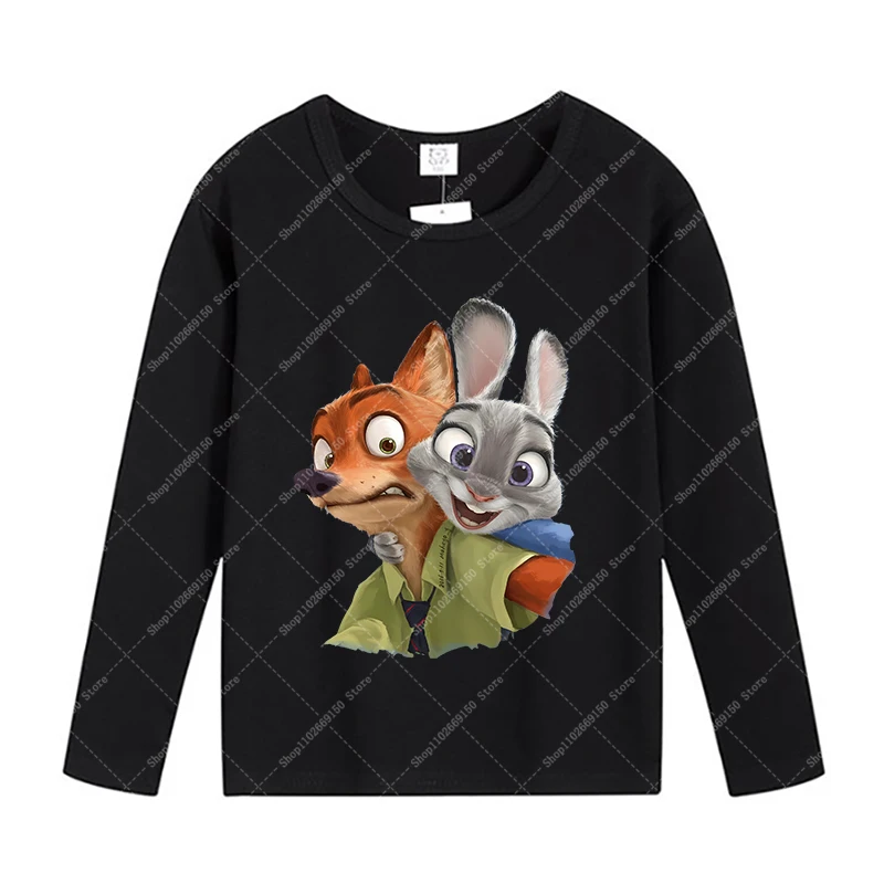 Camiseta de manga larga de Zootopia de Disney para niños, camiseta bonita de dibujos animados para niños, ropa de primavera y otoño, camiseta informal de Anime, regalos de navidad - imagen 5