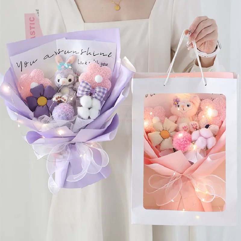 Disney Anime Stitch Stellalou Plush ramo Doll Toy Kawaii Cartoon Creative Gift Box, Día de San Valentín, cumpleaños, regalos de Graduación - imagen 2