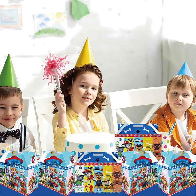 Caja de papel de la patrulla canina, 10 Uds., suministros para fiestas y eventos, cajas para pasteles y embalaje, caja de regalo para baby shower, embalaje, suministros para fiestas infantiles - imagen 2