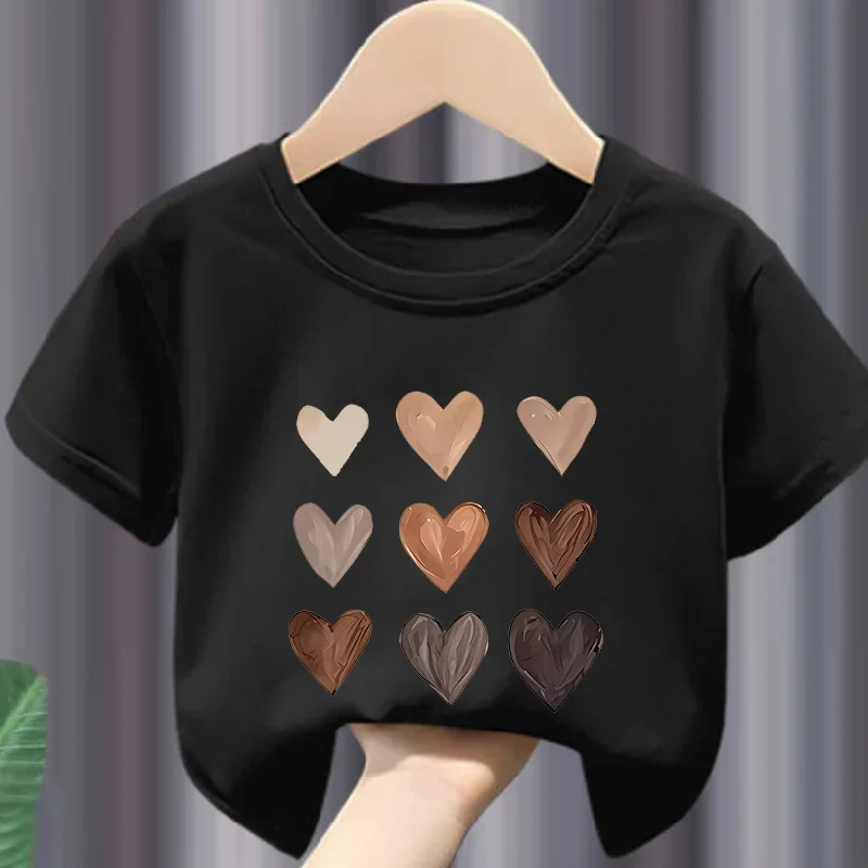 Chocolate Camiseta manga corta estampado corazones para niñas verano - imagen 4