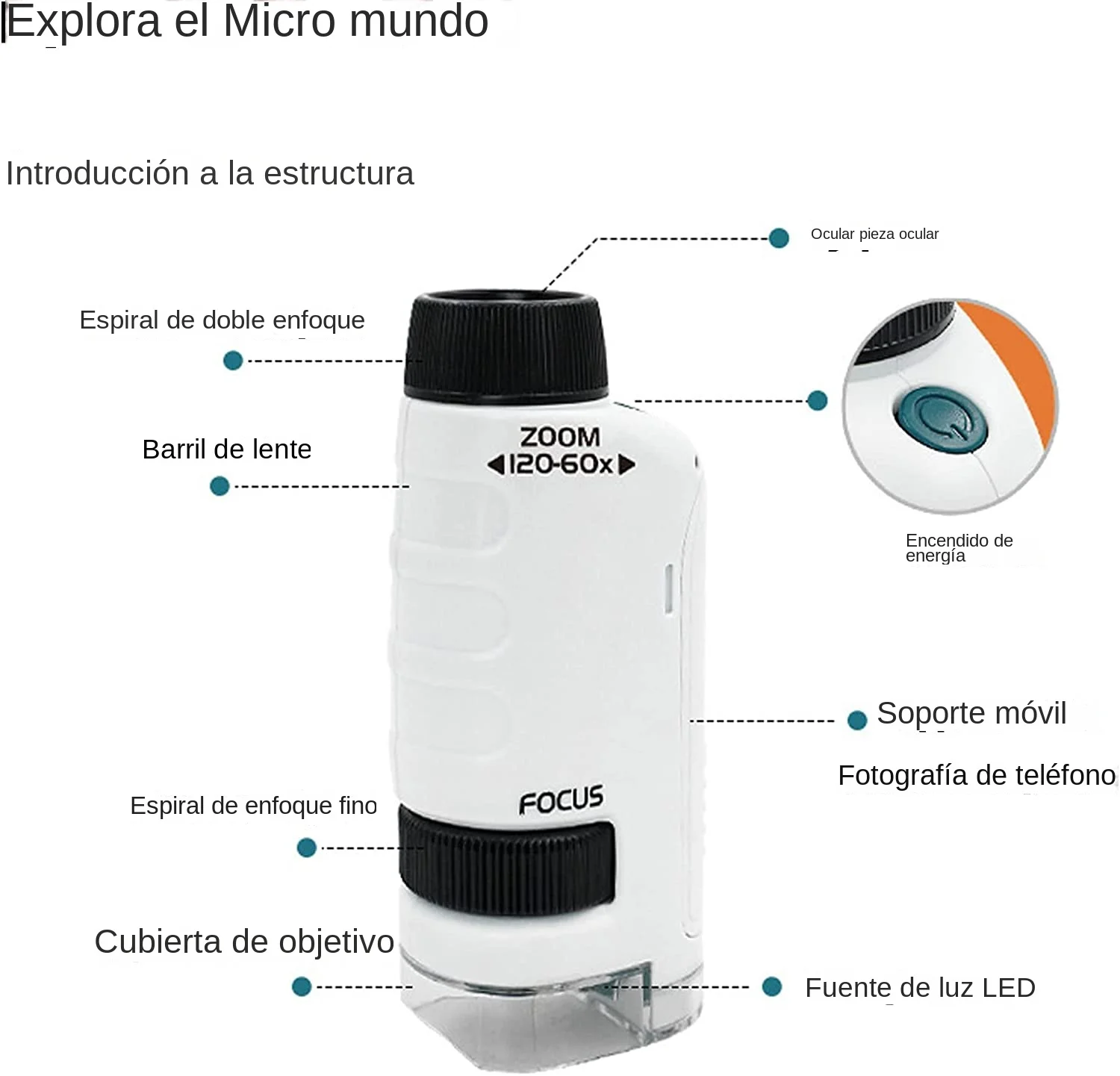 Microscopio LED de bolsillo para niños - imagen 4