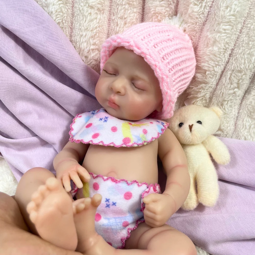 Mini muñeca Reborn de silicona de 13 pulgadas, Luna Girl, cuerpo lavable, muñeca de silicona sólida suave, regalo de cumpleaños y Navidad - imagen 3