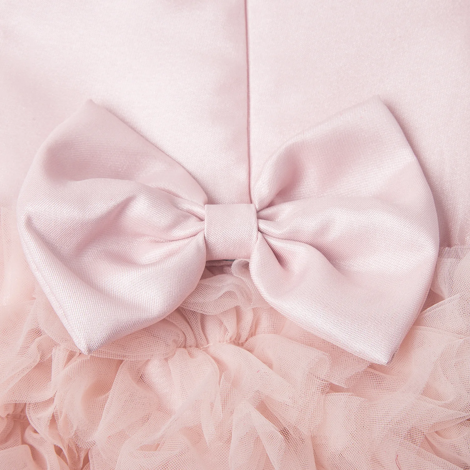 Vestido de satén para niña de 1er cumpleaños, vestido de princesa con tutú de tul con volantes para sesión de fotos de niños pequeños, ropa con lazo - imagen 4