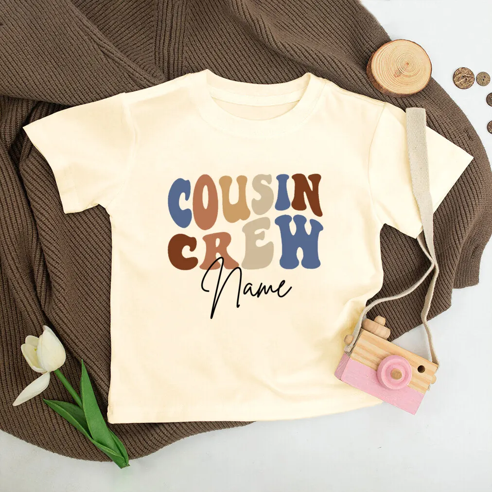 Camiseta personalizada para niños, camisa Retro con nombre personalizado, Cousins, a juego, manga corta, Verano - imagen 5