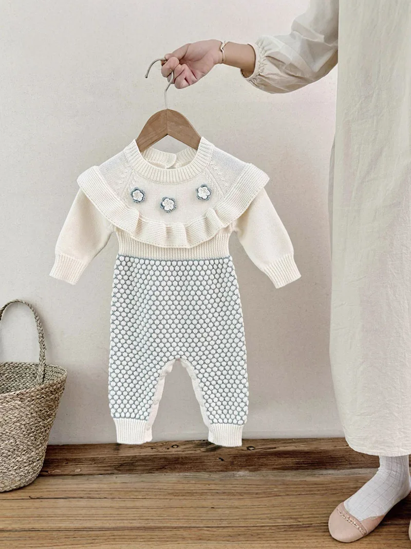 MILANCEL, nuevo peleles de otoño para bebé de 3 a 24M, franjas de diferente Color, mono tejido para niñas, bonito mono coreano de una pieza para niños pequeños - imagen 2