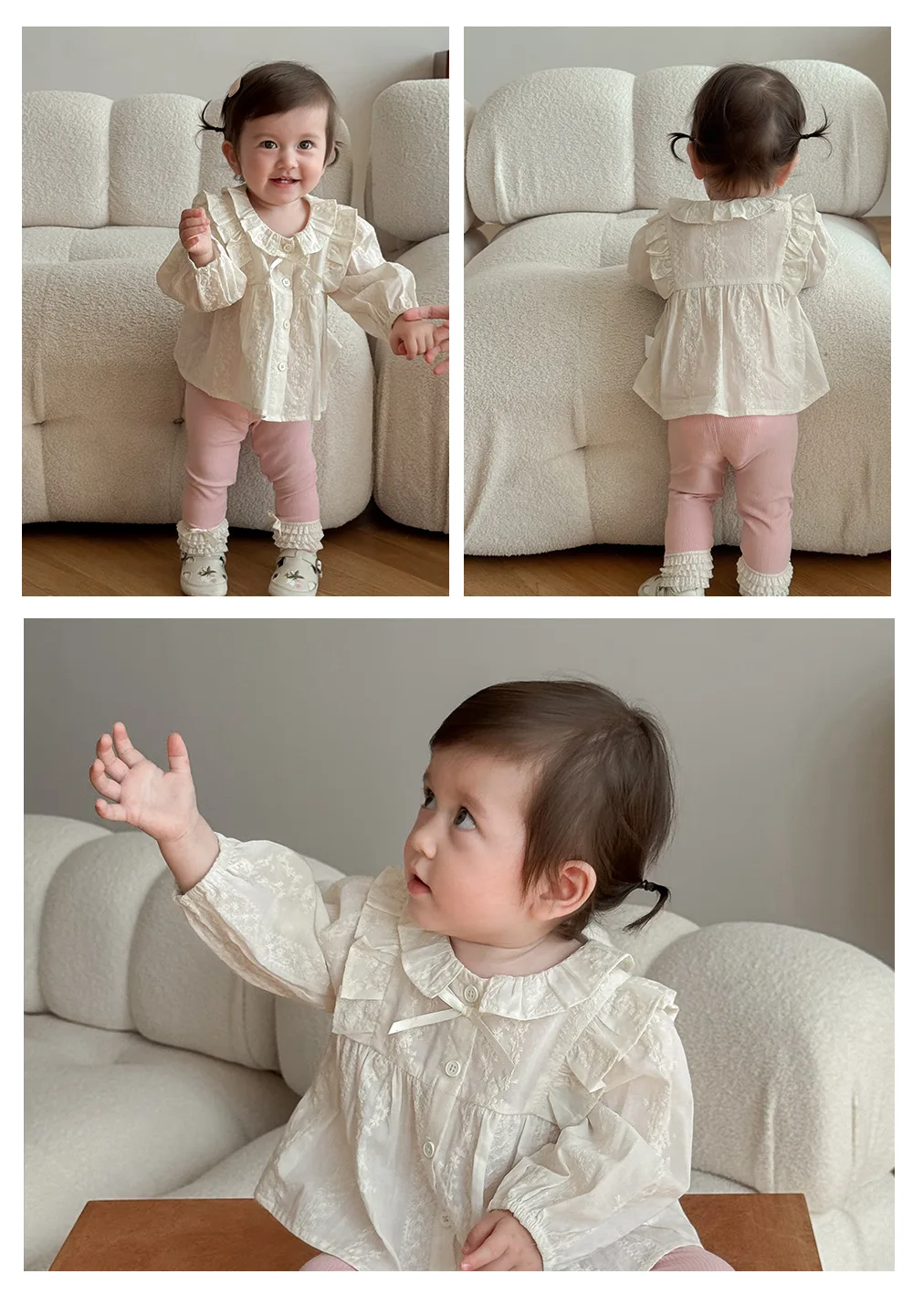 Blusa floral de algodón para niña, cuello redondo, corte suelto