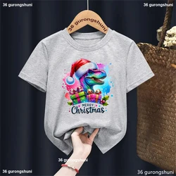 Soild Camiseta dinosaurio Navidad para niño y niña