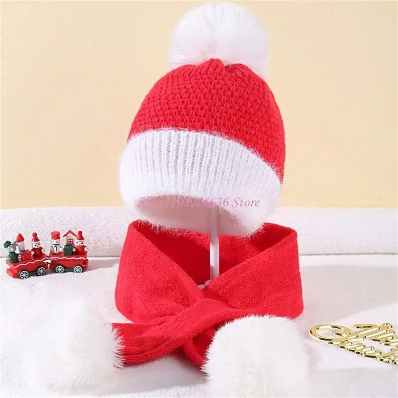 Gorro de invierno infantil con pompón y cuello de punto - imagen 4