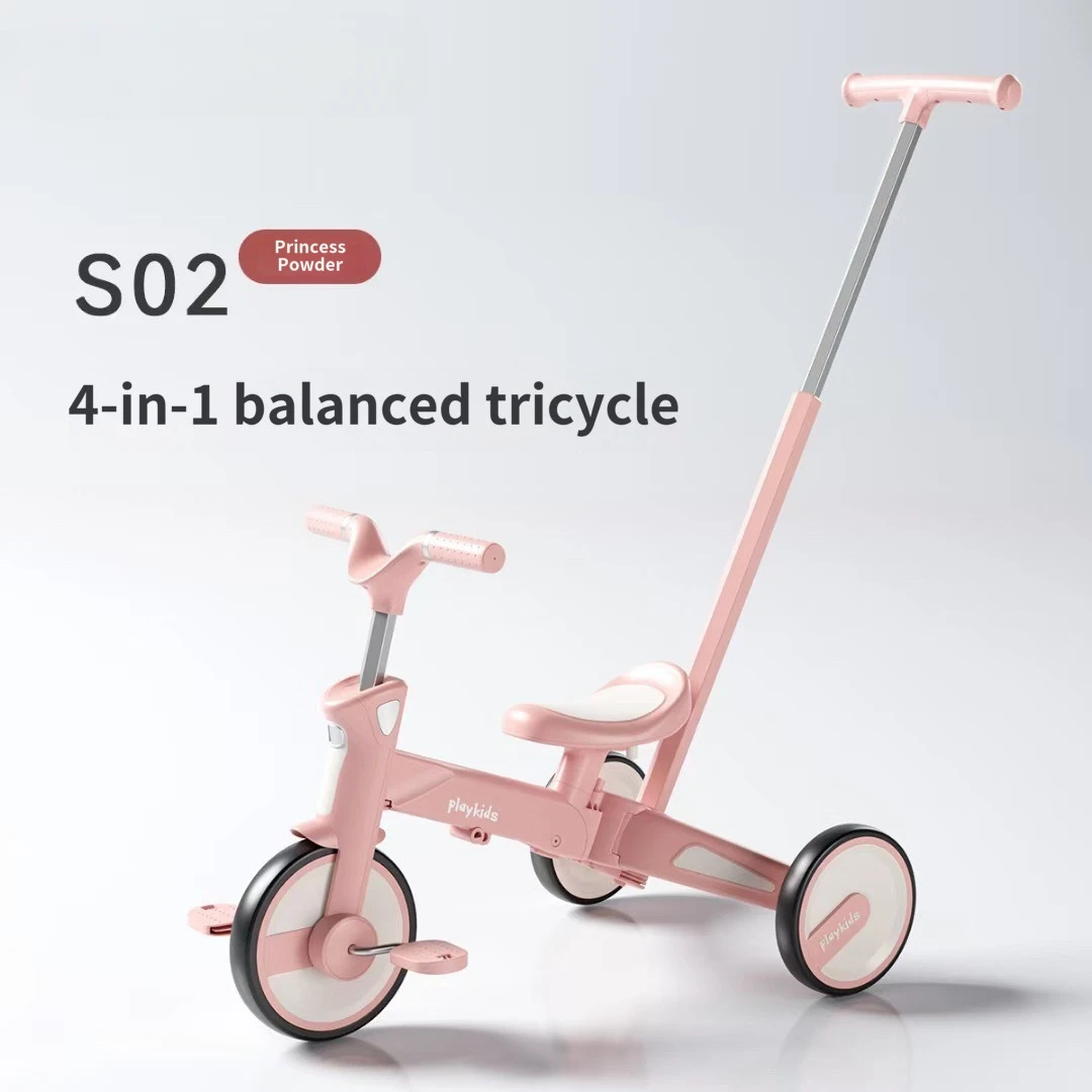 Bicicleta de equilibrio 4 en 1, mini triciclo plegable, triciclo cómodo para bebé con carrito para niños con Pedal - imagen 4