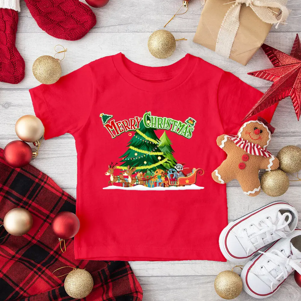 Feliz Navidad muñeco de nieve impreso niños camisa niños niñas traje de Navidad camiseta niño manga corta Camiseta niño Navidad vacaciones Tops - imagen 5