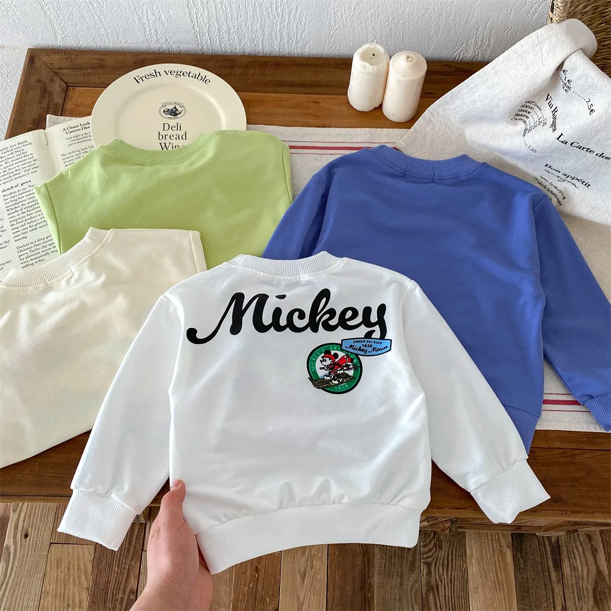 Sudadera de Mickey Mouse para niños, Tops de manga larga, sudaderas con capucha informales sueltas, camisa de cuello redondo, primavera y otoño - imagen 2