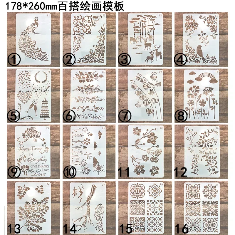 Plantillas de plantilla con dibujos de animales, plantilla de dibujo hueco Floral, pintura de pared en capas, decoración para diario, álbum de recortes, 1 ud.