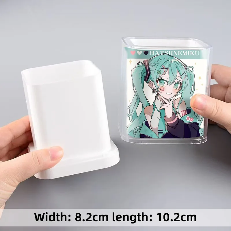 Hatsune Miku porte-crayons bureau bureau en plastique carré stylo Pot tasse étui conteneur organisateur créatif Simple Durable porte-crayon - imagen 4
