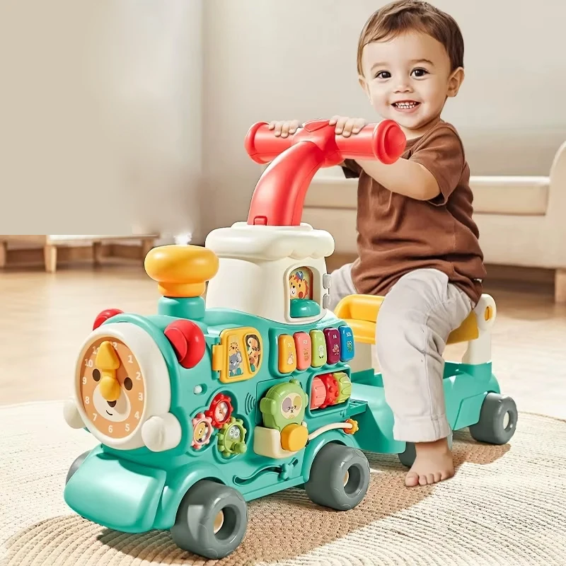 Andador para bebé, tren multifunción, carrito para niños pequeños, Andador Musical, empuje manual, Andador educativo temprano, juguetes para caminar de aprendizaje para bebé