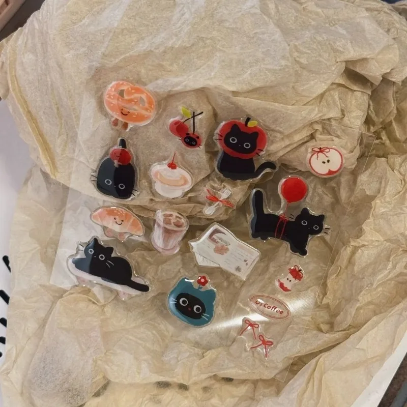 Jelly Relief DIY pegatina coreana Simple Ins viento pequeño gato negro lindo globo pegatinas estéticas suministros escolares - imagen 5