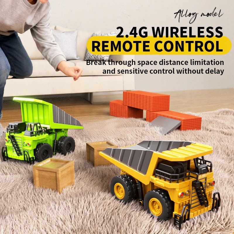 Mini camión volquete Rc de aleación fundida a presión, Control remoto por aplicación, coches de colección de ingeniería de escritorio para niños, regalo para niños, 1/64 - imagen 3