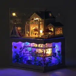 Kit muebles para casa de muñecas con luz LED infantil