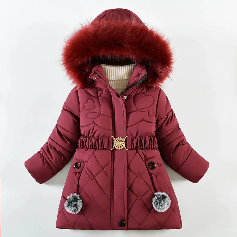 Parka acolchada de algodón con cuello de lana para niños – Invierno