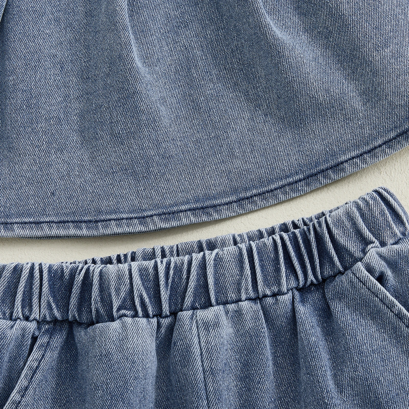 SUNSIOM Conjuntos de ropa para niñas de 1 a 5 años Sin mangas Color sólido Denim Cami Tank Tops Conjuntos de pantalones - imagen 5