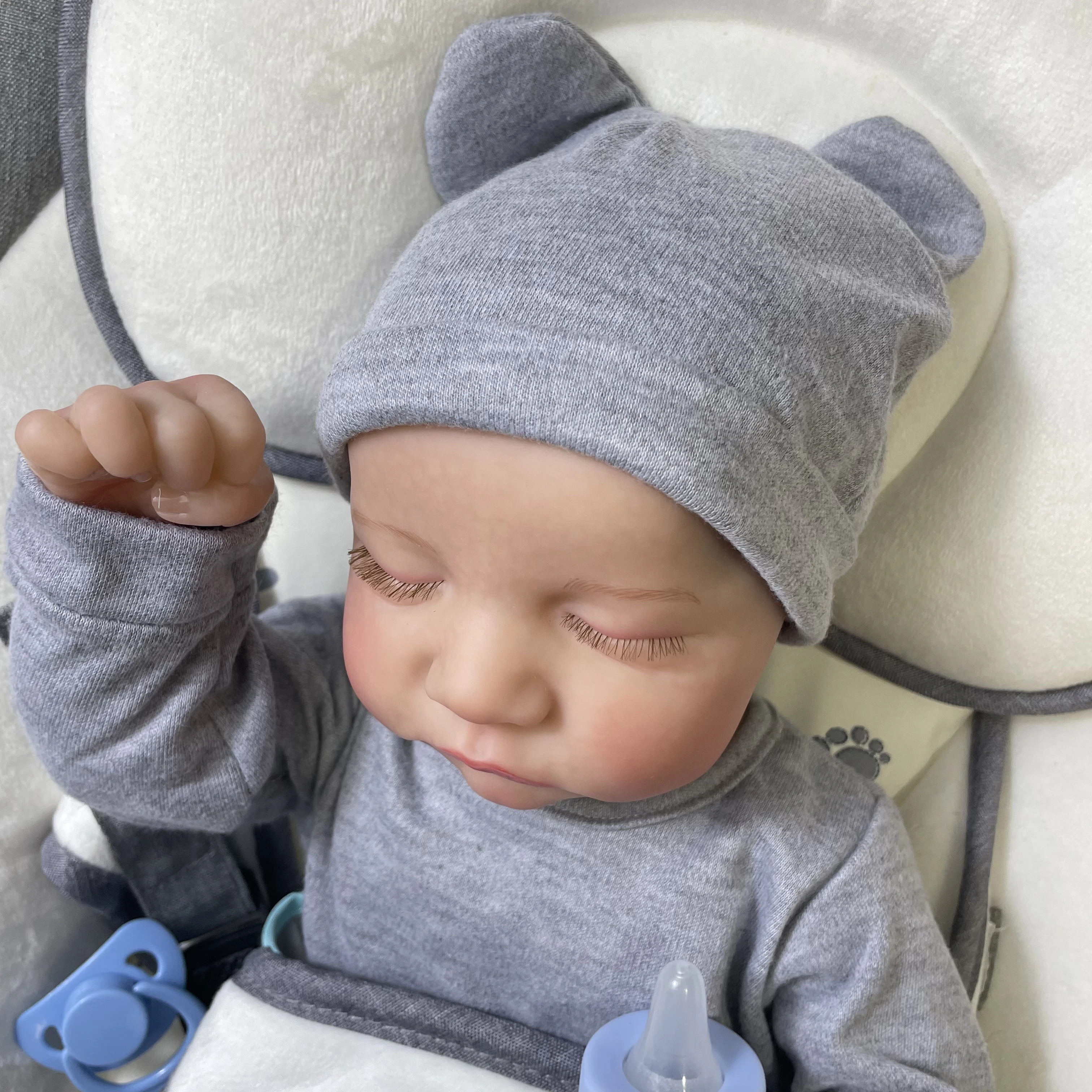 Muñeca Reborn de 46CM Levi, muñeca de vinilo o tela de silicona mixta, acabado en 3D, venas de piel pintadas, colección de arte, regalo para niñas - imagen 5