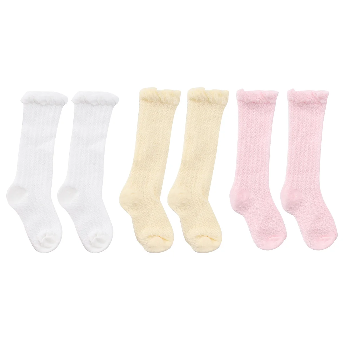 3 pares de calcetines largos con mosquitera para bebé, calcetines transpirables suaves antideslizantes de algodón para bebé de 0 a 1 años, colores surtidos - imagen 4