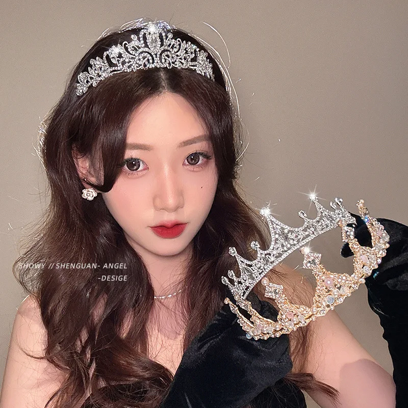 Corona de princesa para niños, Tiara de cristal, accesorios para el cabello para niñas, atmósfera de alta gama, actuación de baile, corona de regalo de cumpleaños - imagen 2