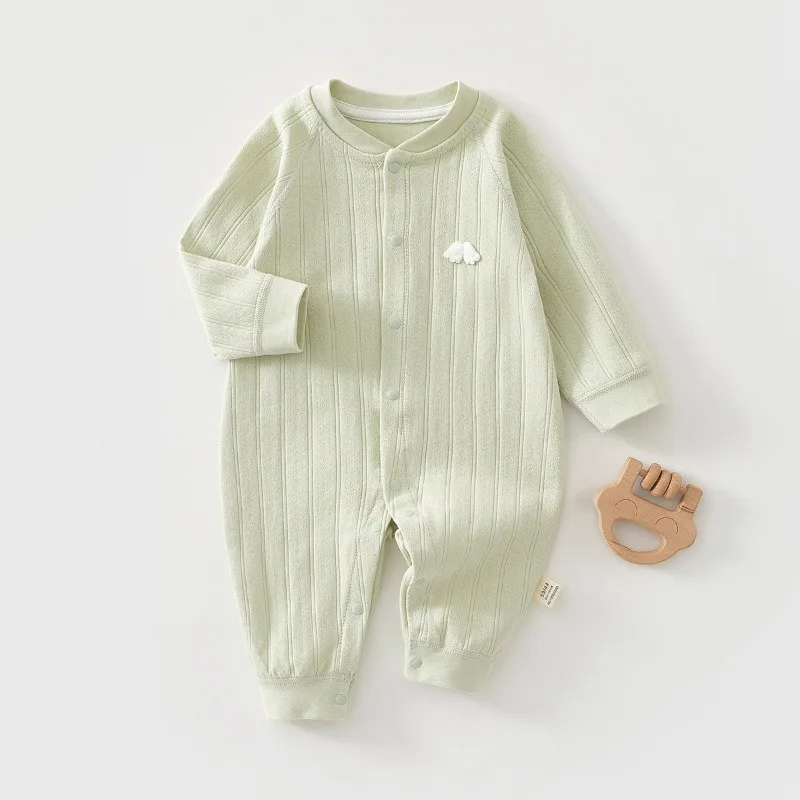 ¡Onesie de algodón recién nacido para primavera/otoño! Pelele de manga larga, agradable para la piel, transpirable, fácil de usar: cálido y cómodo para recién nacidos