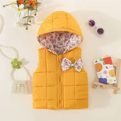 Chaleco floral con capucha para bebé – Abrigo cálido otoño invierno