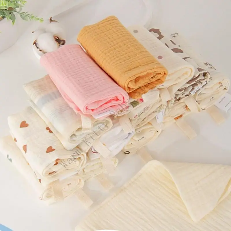 Toallas cuadradas de gasa de algodón suave para bebé, muselina absorbente, Baberos para lactancia recién nacido, paños para eructar, toallas para la cara infantil, 3/5 Uds. - imagen 3