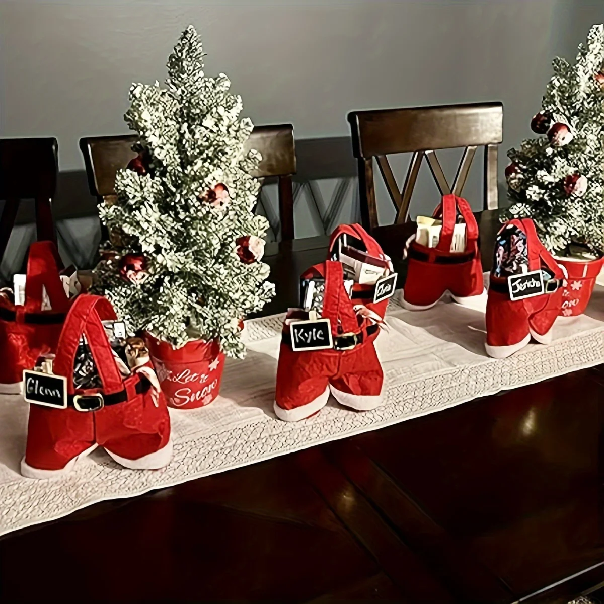 Bolsas de dulces navideñas para festividades, 1/6 piezas de pantalones de Papá Noel, tamaño pequeño, perfecto para regalos de Año Nuevo y Navidad - imagen 2